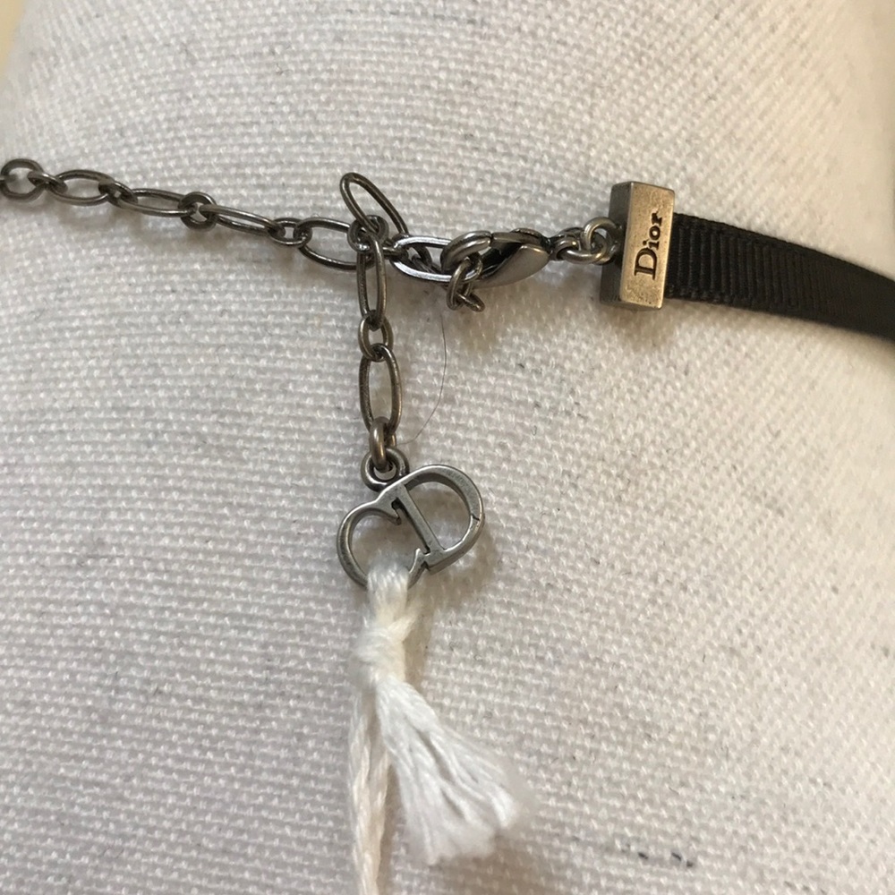 Dior Choker Necklace, Logo in Rusty Blue, OS - Picture 2 of 5
